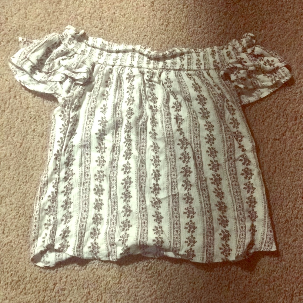 off the shoulder top with flower pattern